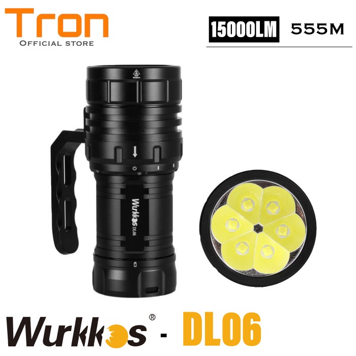 Terlaris Wurkkos Dl06 Scuba Senter Led Diving Selam 6X Cree Xhp50.2 15000Lumens