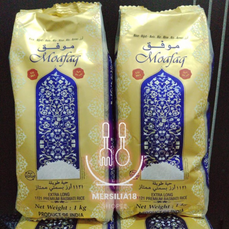 

HARGA MURAH B23 Beras Basmati Moafaq 1 KG REPACK Dari 5KG -Extra long- ORI India ㍽