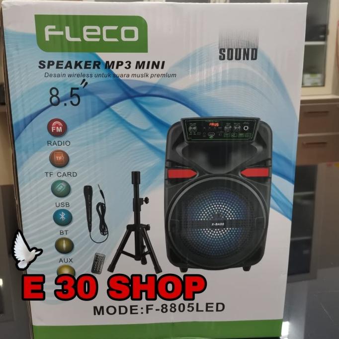 Speaker Bluetooth Fleco F-8805 8,5 Inch Plus MicWirele+Stand Cod Kulitkuacistore