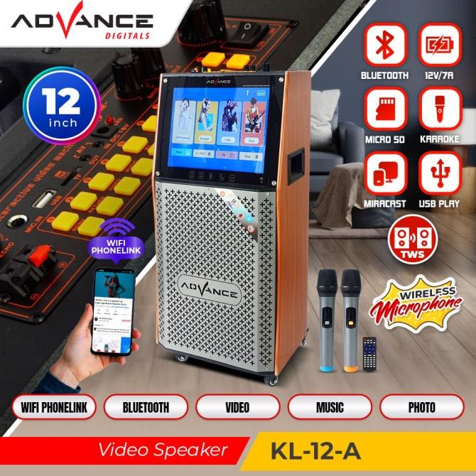 Speaker Video Lcd 15" Karaoke Bluetooth Advance Kl 12 A Free Mic Kulitkuacistore