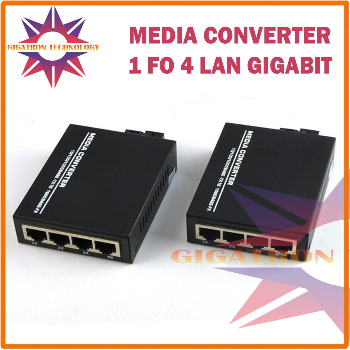 Media Converter Gigabit Fiber Optic 1 Port FO 4 Port Lan / 1 FO 4 LAN
