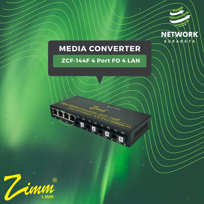 ZCF-144F Zimmlink Media Converter 4 Port FO 4 LAN