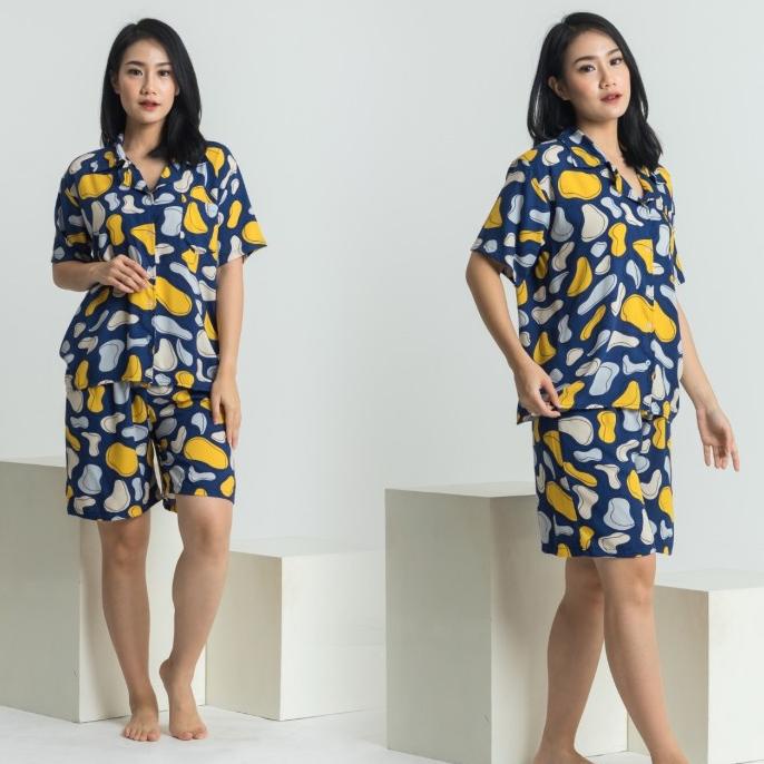 Piyama Baju Tidur Wanita Setelan Kaos Celana Pendek Rayon Busui Jumbo