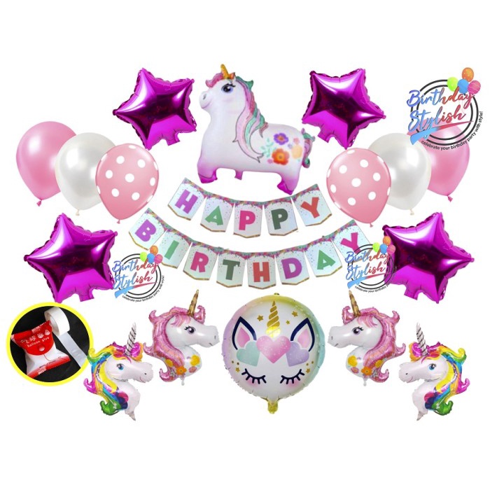 Balkar Paket Ultah Unicorn/ Paket Unicorn Dekorasi/ Set Ultah Unicorn Pegasus