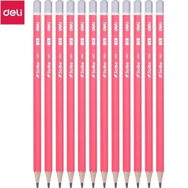 

Deli Eu51100 Pensil Kayu-Graphite Pencil 2B Pink Gagang