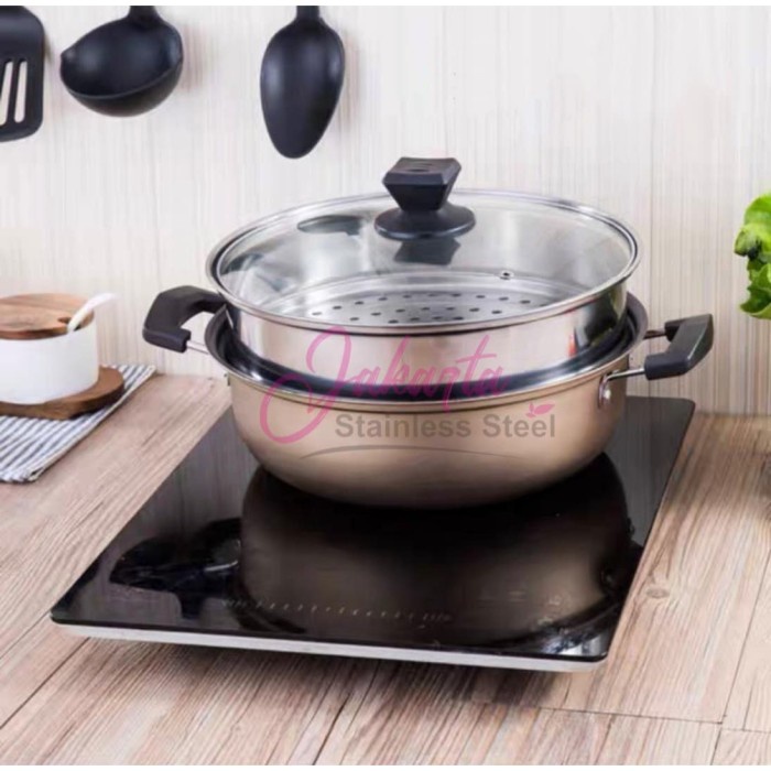 1 Set 2Pcs Panci Bmw Kukus Steamer Dandang Warna Bakpao Kue 2 Susun