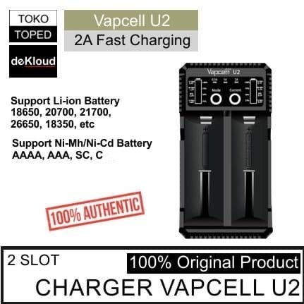 Original VAPCELL U2 Fast Charger Batre 2A 18650 21700 AAA AA baterai