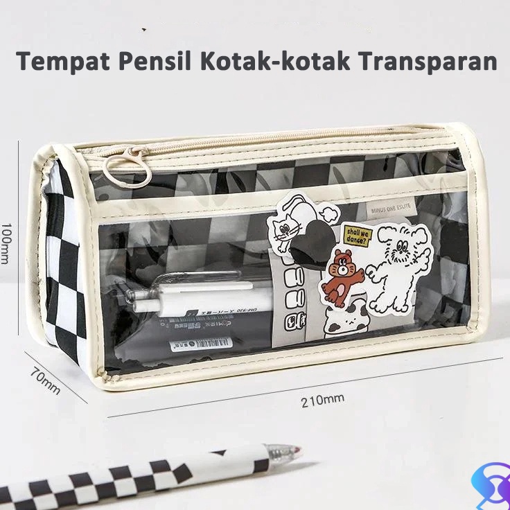 

Dapatkan Pensil case/kotak alat tulis/Tempat Pensil Kotak-kotak Transparan-Suning Mall