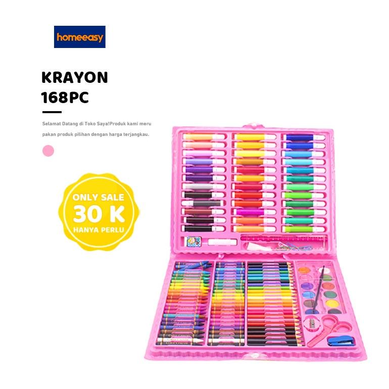 

Homeeasy Pensil warna 168set crayon colouring set Krayon Alat Menggambar Melukis Stationary Set Alat Cat Air Warna