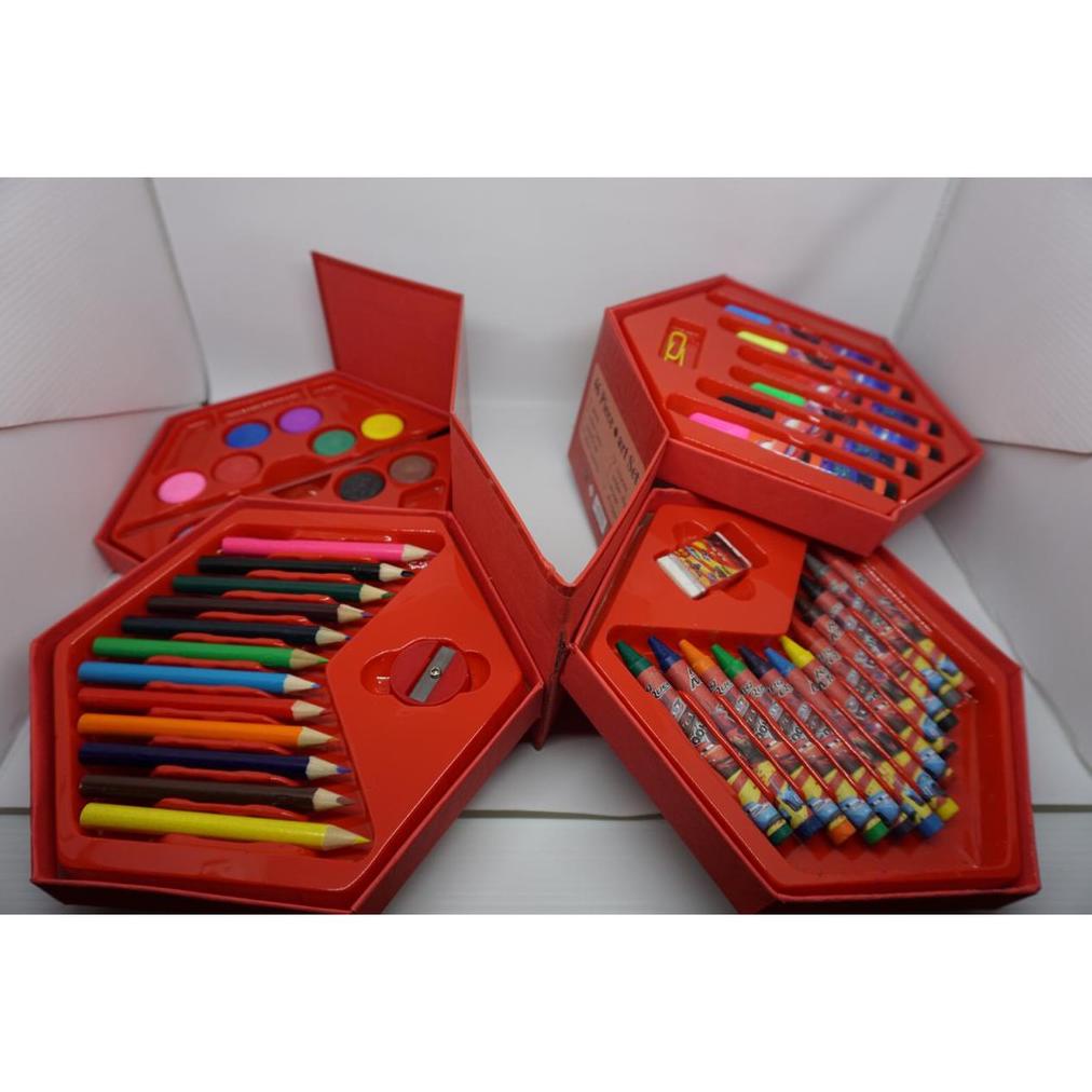 

46 IN 1 CRAYON SET 46 PCS /ALAT MENGGAMBAR PENSIL WARNA / CRAYON ART SET ISI 46 CARS HASA