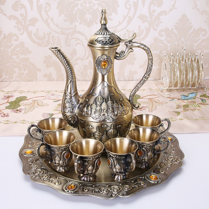 Cangkir Teko Set Turki Arab Tea Set Pot Persia Teko Zamzam Aluminium