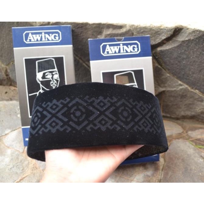 Songkok Hitam Awing Motif Laser Kopiah Awing Original