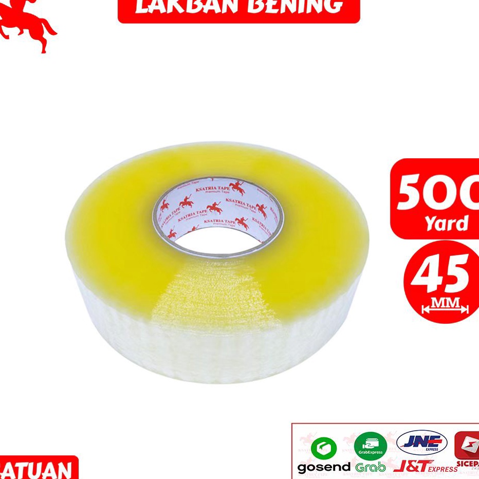 

QVHS5136㊩ Lakban OPP Tape / Lakban Bening KSATRIA Tape 500 Yard -Pcs ㊑
