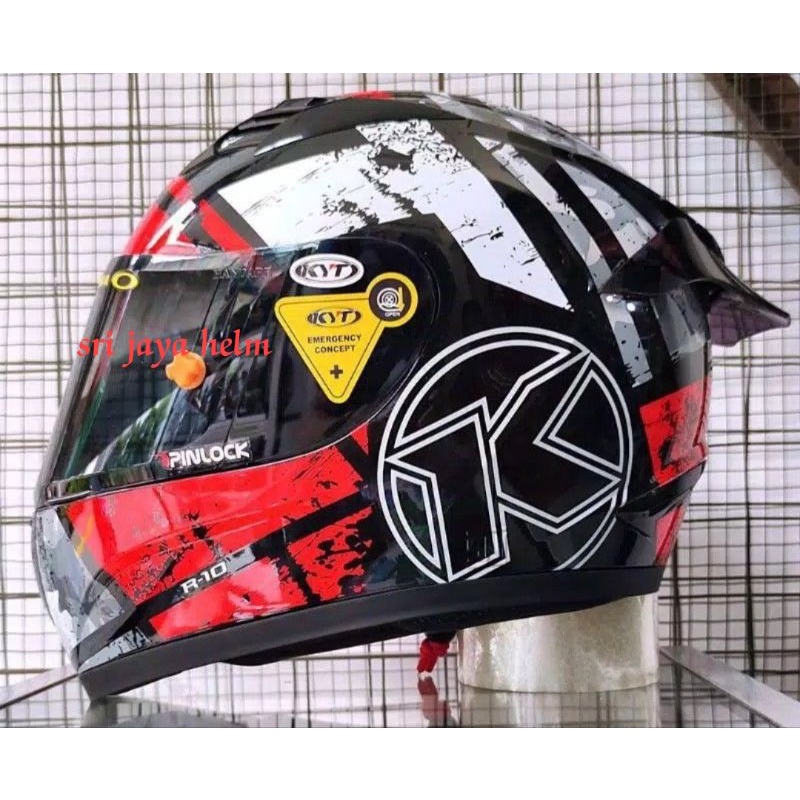 HELM KYT R10 SERI #3 BLAK/RED PAKET GANTENG
