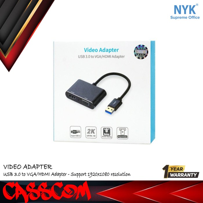 TOP PRODUCT" NYK Converter USB 3.0 to HDMI VGA Dual Output ORIGINAL