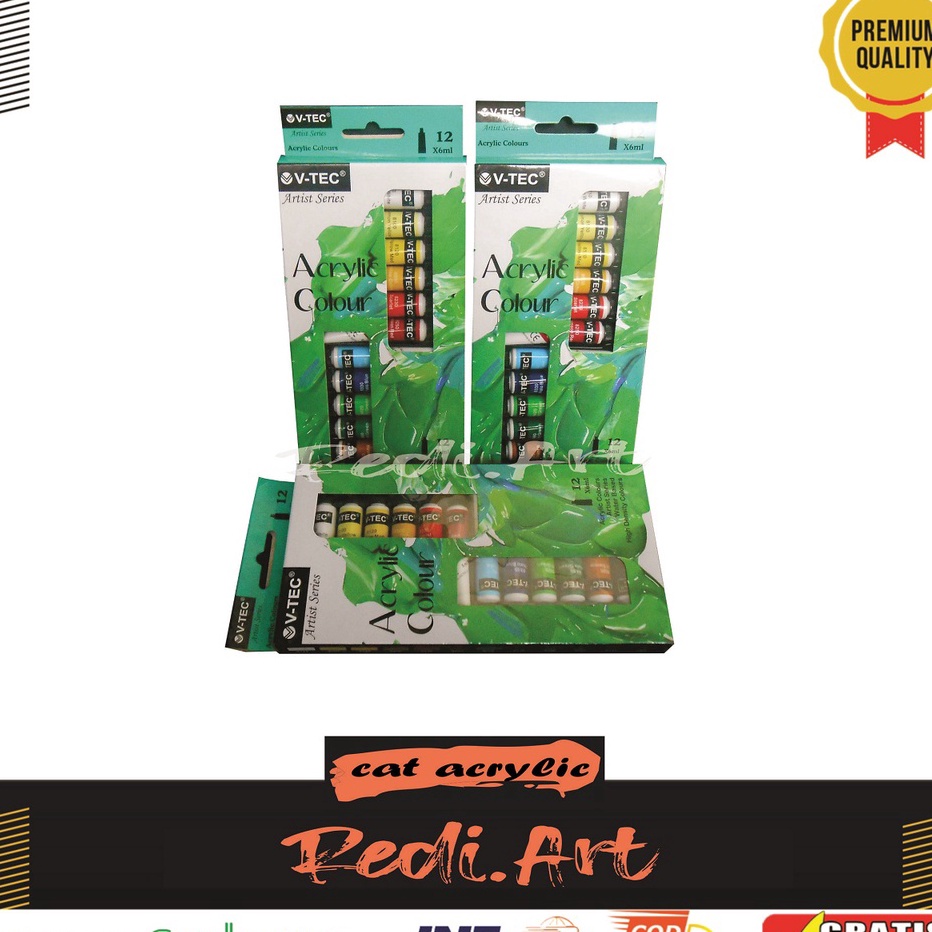 

[KODE PRODUK 9EKL754100] Cat Akrilik set 12 Warna / Acrylic Colour Set V-TEC (6 ml) Original / Cat lukis akrilik