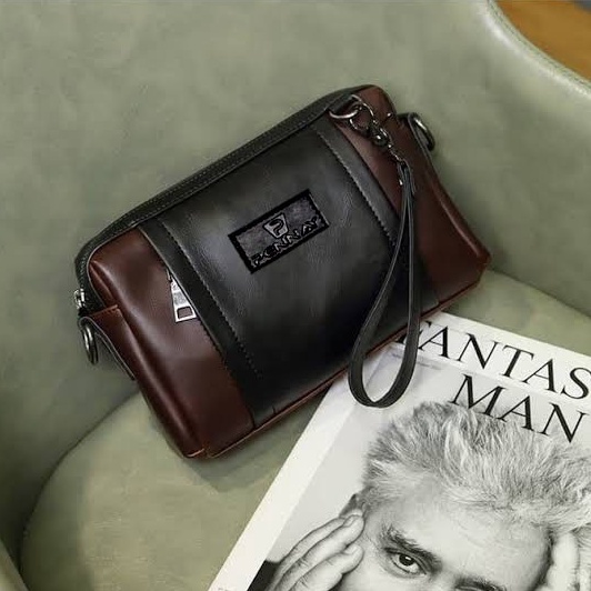 Rekomendasi Pennay Clucth Bag - Tas Tangan Kulit Pria Import DarkBrown V7750 - Tas Tangan Tas Slempa