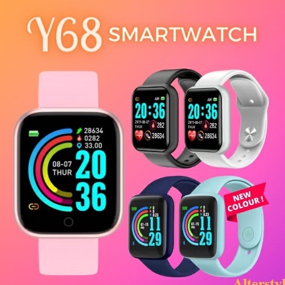 Cepaat (COD) Smartwatch y68 Pria Wanita smart watch D20 Macaron Series Jam tangan Digital Pria Sport