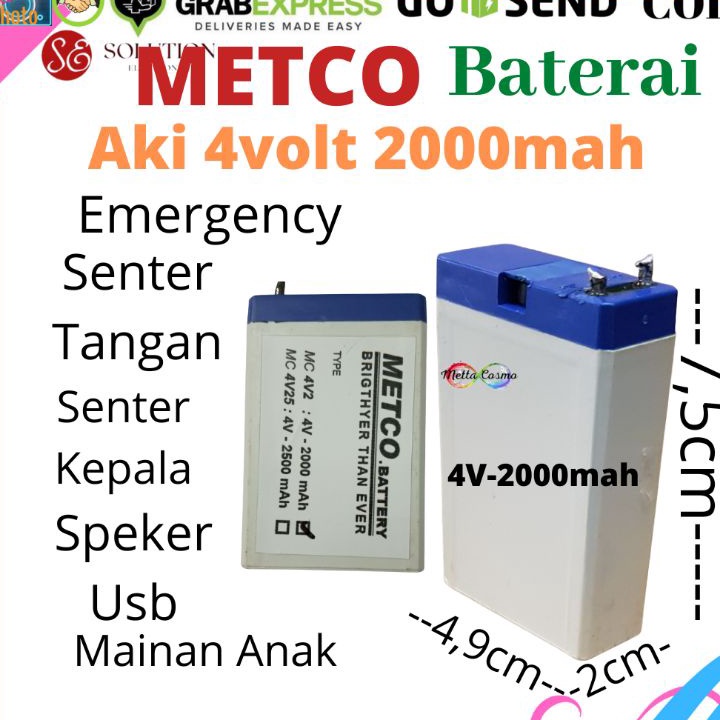 Cod -  Baterai Aki kering 4 Volt 2000mah Aki kering Accu 4V 2000mah Emergency Senter ... .