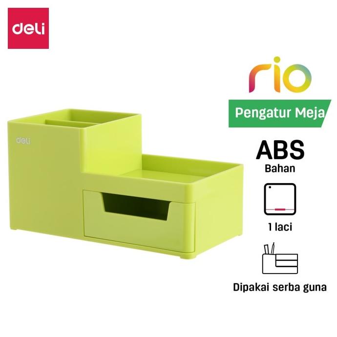 

Deli Ez25150 Abs,Ps Desk Organizer Green, 3Comp., 1 Drawer (Green)