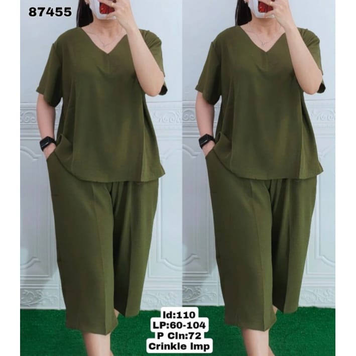 SETELAN ANDIN PIYAMA RAYON BUSUI - SET CELANA TANGAN PENDEK - PAJAMAS RAYON POLOS / SETCEL ONE SET P