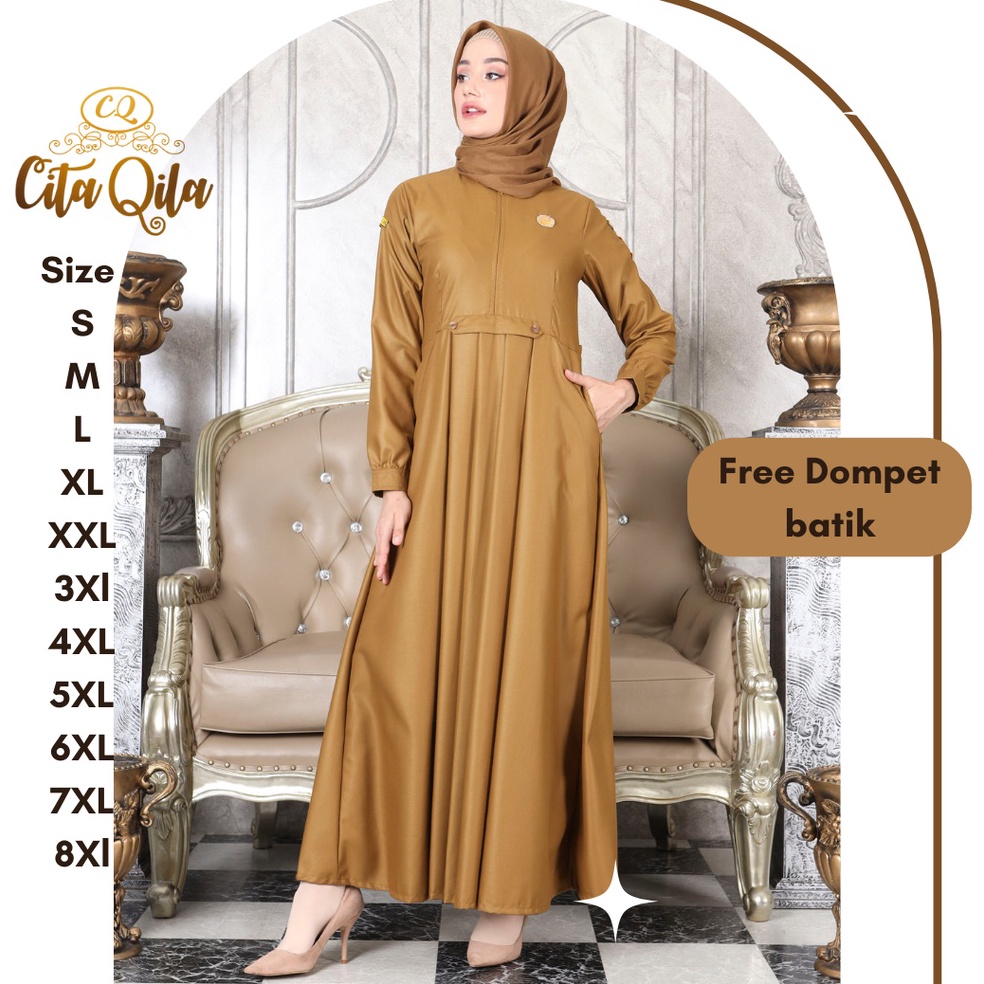 MURAH|| REALPICT GAMIS PNS PEMDA PDH SERAGAM KANTOR MODEL LIZY/BAHAN TOYOBO ORI/WARNA KHAKI TUA/READ