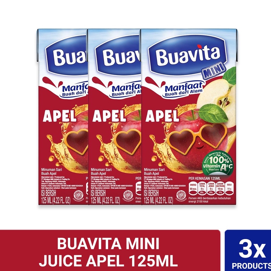 

[KODE PRODUK GCPKK6484] Buavita Mini Juice Apel 125ml Triplepack