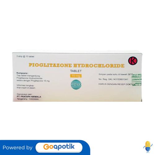 PIOGLITAZONE HYDROCHLORIDE PRATAPA 15 MG BOX 30 TABLET
