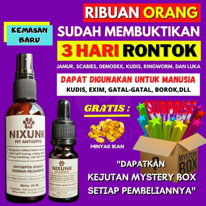 Terlaris Nixunk Spray Obat Jamur Kucing Scabies Demodex Impetigo Jamur - 30Ml