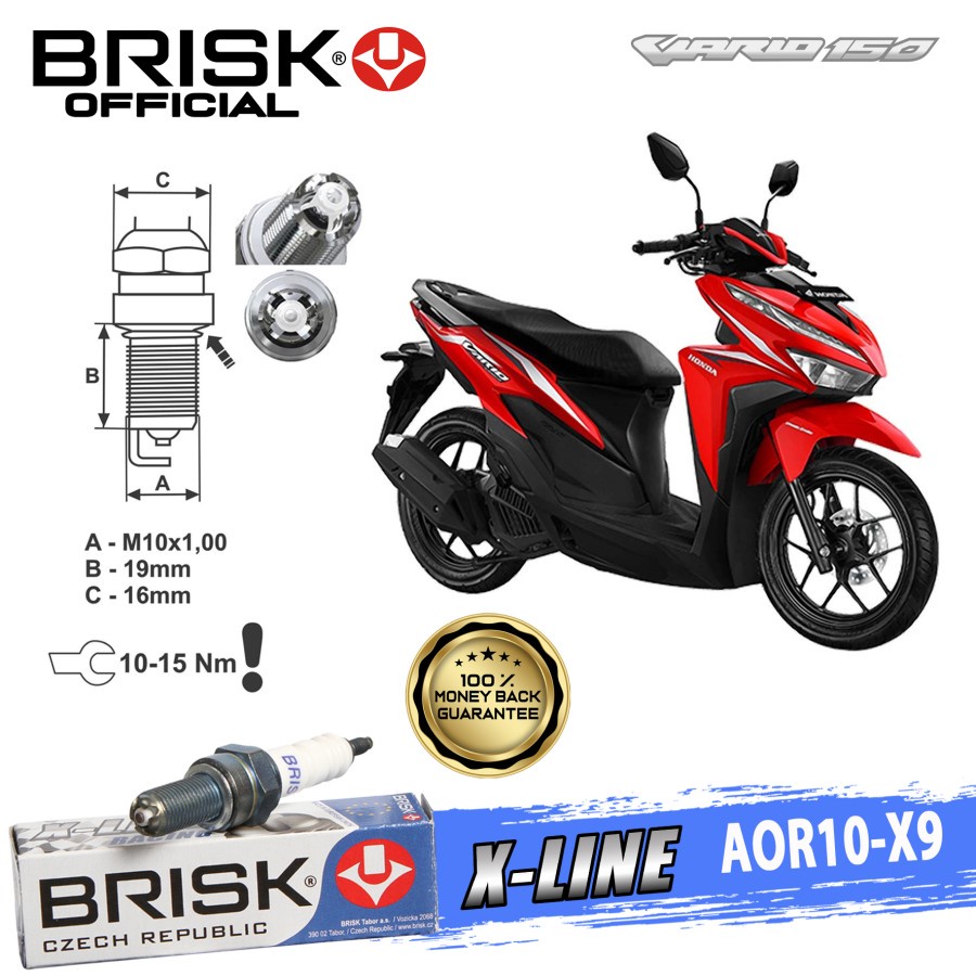 Busi Motor Honda Vario 125 / 150 Fi ESP Asli Original BRISK Premium Xline AOR10X9