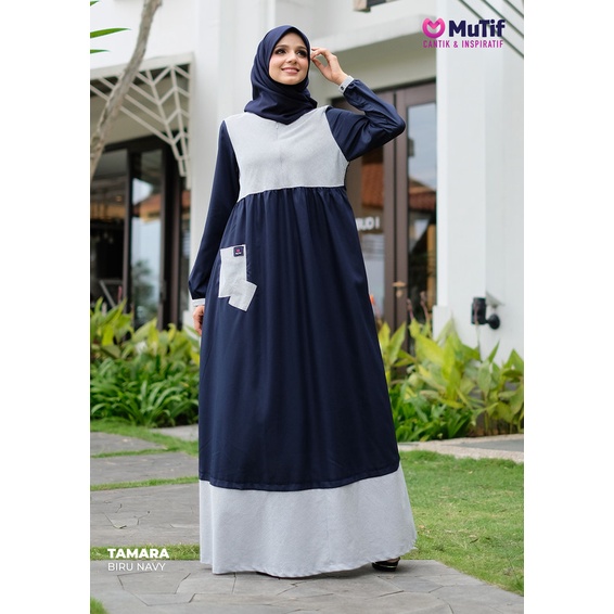 Gamis  Tamara Biru Navy - Stripper Navy Mutif