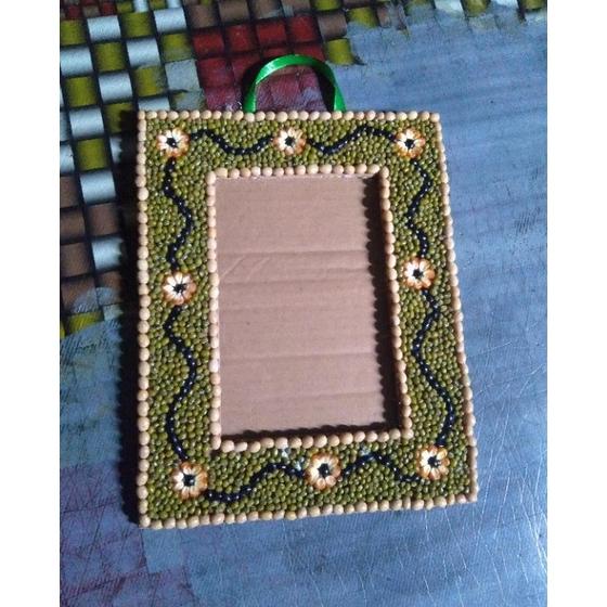 Trending Terbaru Bingkai Foto/Pigura Kolase Kardus  Dan Biji Bijian Ukuran 5R J23X