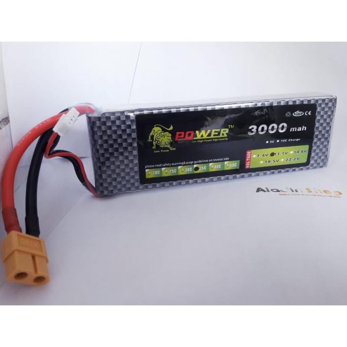 Baterai Lipo 11.1V 3S 3000Mah 30C Battery Rc Drone Quadcopter Boat Car