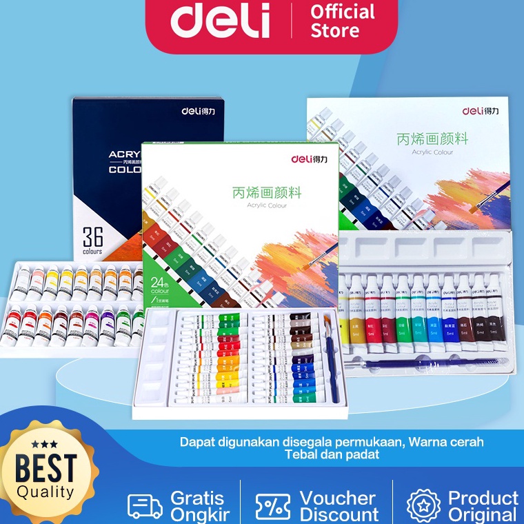 

Deli Acrylic Paint / Cat Akrilik Anak 24/36 Warna Dapat Ditulis di Kain Tanah Liat 73912 73915 ↔Paling Popular