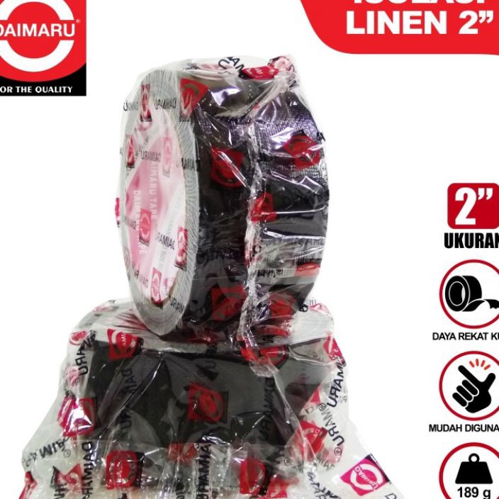 

XCCB2736㊮ CLOTH TAPE LAKBAN KAIN HITAM DAIMARU selotip isolasi 48 mm x 12 meter 36mm x 12m ㊥