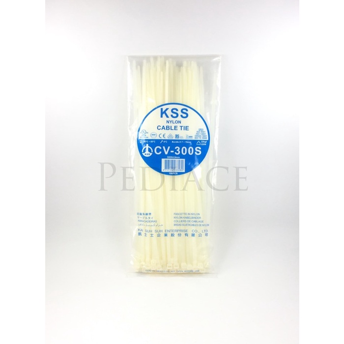 

Kabel Ties 30CM (300x4,8mm) KSS NYLON CABLE TIE CV-300S Taiwan 100PCS