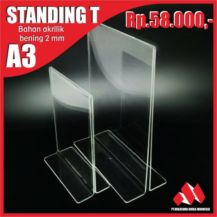 

Terlaris Rak Akrilik Standing T A3 2Mm