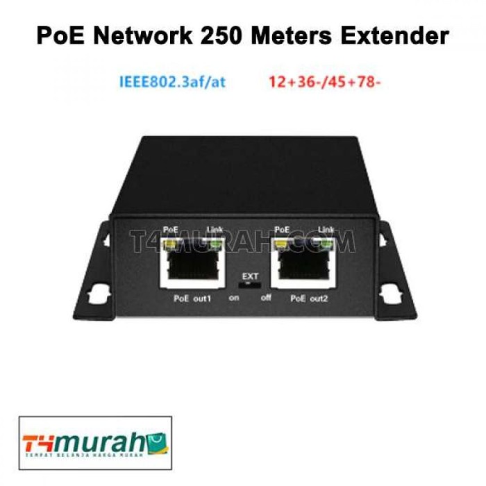 Terlaris Poe Network Extender Poe Switch 2 Port Poe Cctv 250M