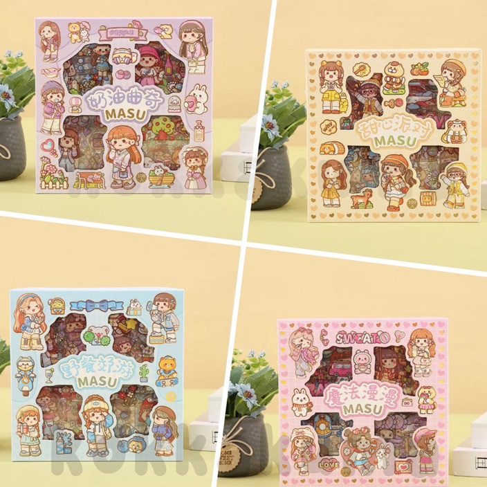 

VYQF1989㊓ ( KKM ) MASU Sticker Box Aesthetic Karakter Cewek Korea Waterproof isi 100 Lembar per Box ㊖