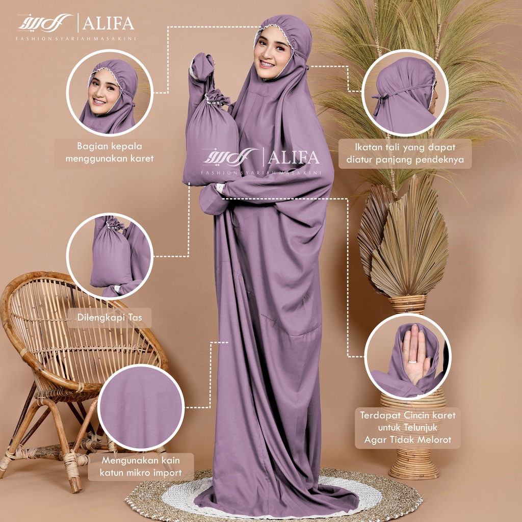 Alzhea - Mukena Terusan Travel Katun Mikro Premium Mukenah Katun Mikro