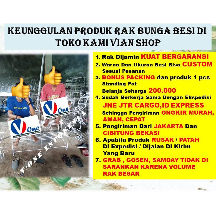 Baru Rak Bunga Besi Susun 3 Minimalis Tanaman Hias Aglonema  Bertingkat 6 Dudukan Kotak Bulat Bahan 