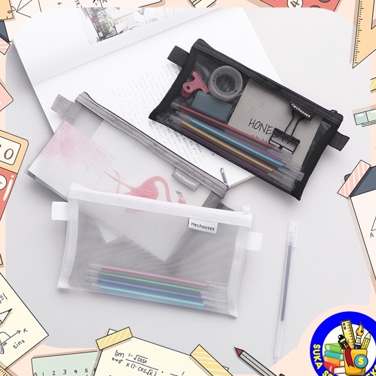 

༆ XIII 5153 Kotak Pensil / Tempat Pensil Jaring Transparan SK0076 【Penjualan Terbaik】✅COD