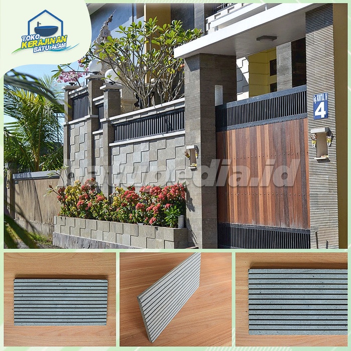 Batu Alam Dinding Andesit Motif Alur Lurus Cocok Untuk Rumah Modern