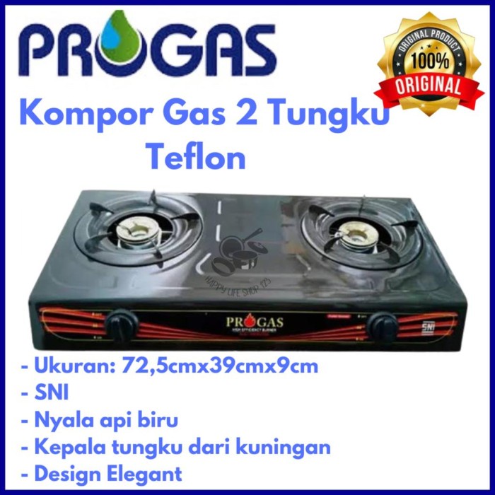 Kompor Progas 2 Tungku Teflon/Kompor Gas 2 Tungku Progas