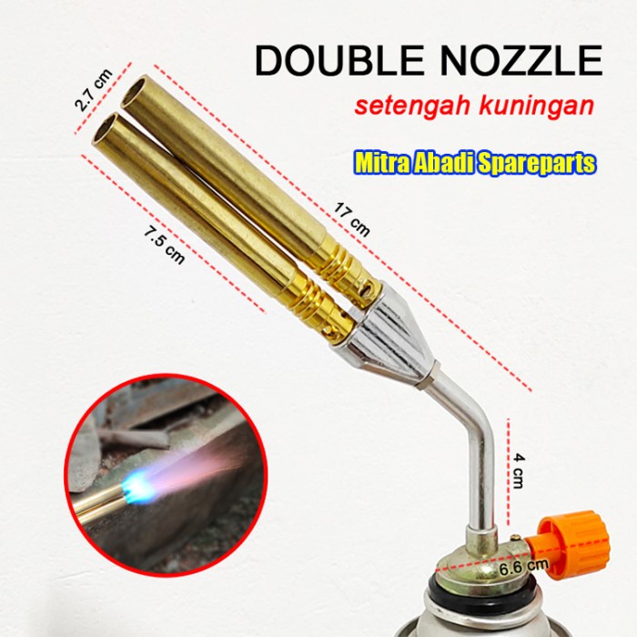 Alat Blow Gas Torch / Kepala Las DOUBLE KUNINGAN - Kepala Gas Pemantik