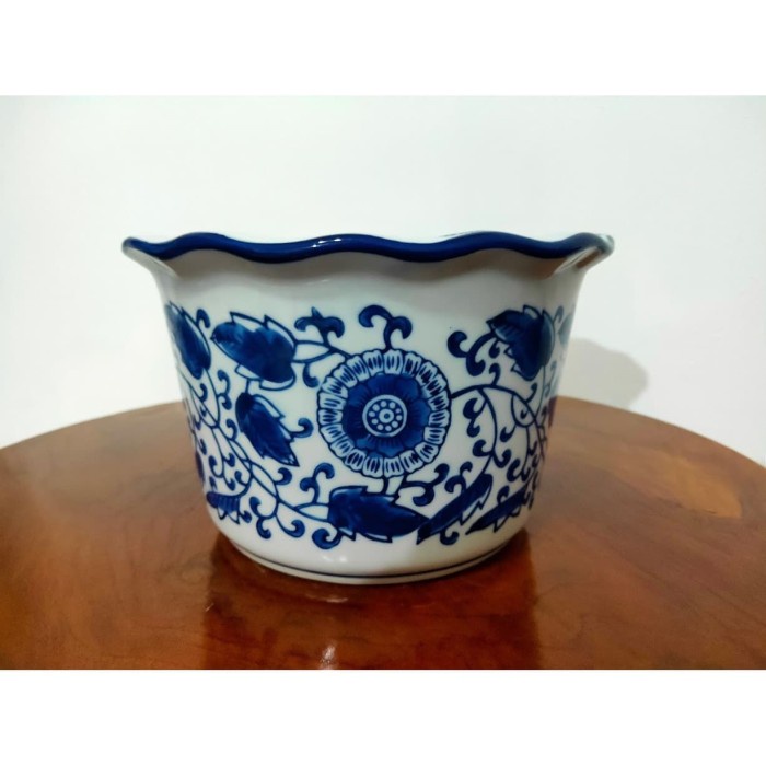 Keramik Pajangan Pot Bunga Bulat Motif Batik Besar