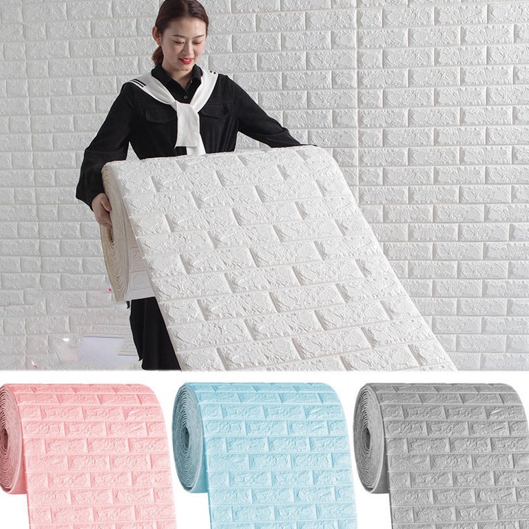 SIAP KIRIM|| COD 5m Wallpaper Dinding Wallpaper 3D Wallpaper Dinding Kamar Tidur batu bata Dekorasi 