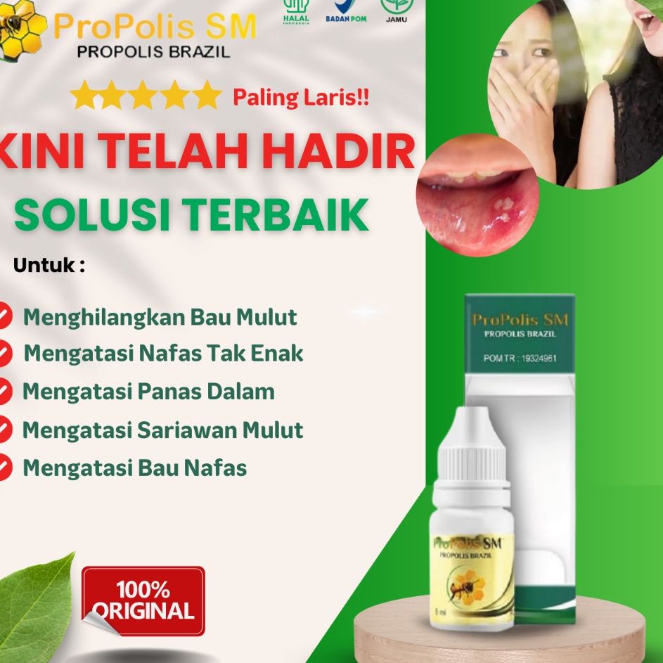 

HOT Obat Penghilang Bau Mulut, Nafas Tak Enak, Panas Dalam, Sariawan Mulut, Bau Nafas Dengan Propolis SM