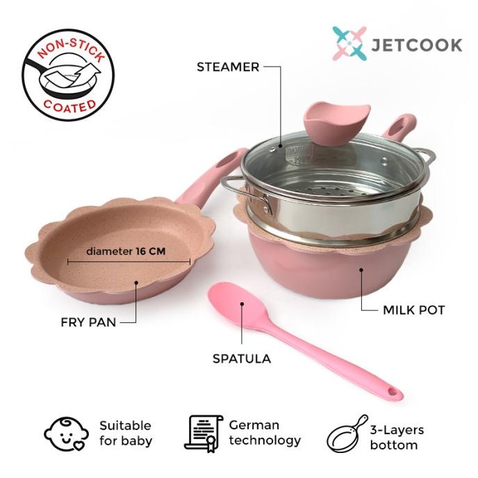 

Jetcook Baby Cookware Full Set - Peralatan Panci Bayi - Pink