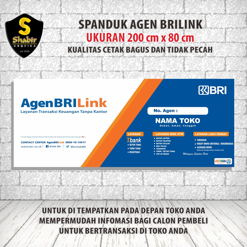 SPANDUK AGEN BRILINK UK. 200 cm x 80 cm